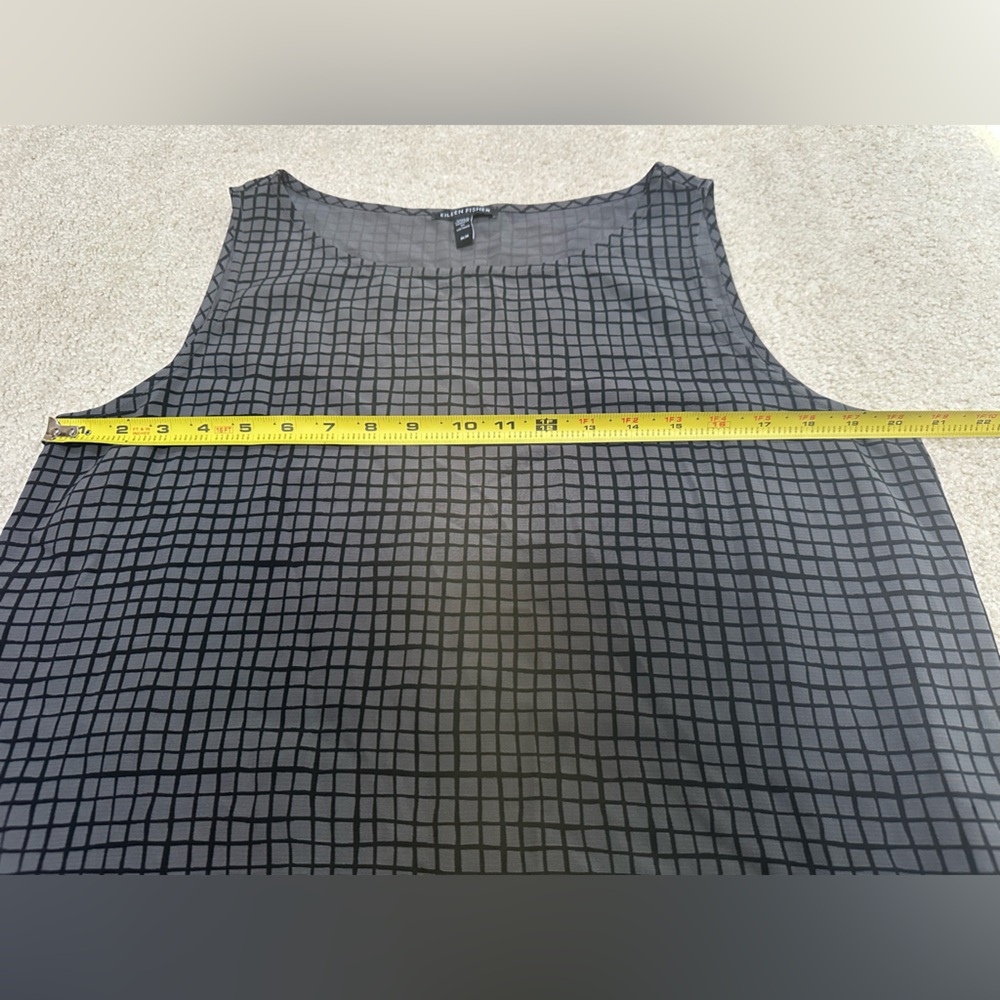 Eileen Fisher SET Black Gray M Top and S/P Pants Grid Pattern - Picture 7 of 16